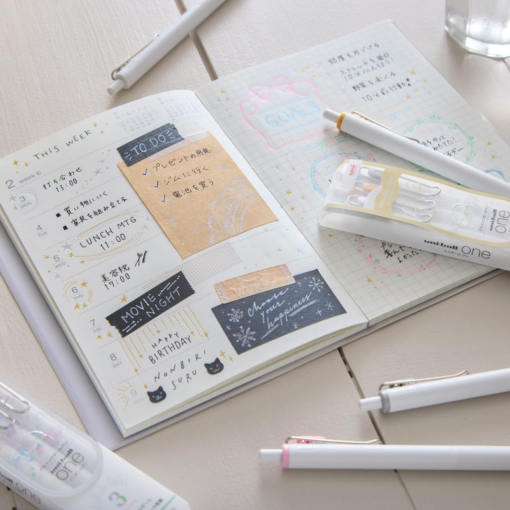 Uni-ball One Creative Color Gel Pen 0.5mm - White, Gold & Silver 3-Pen Set